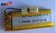 540mAh 602048 Lithium Polymer Batteries High teerature UL CE IEC