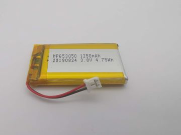 1250mah 3.7V Lithium Ion Polymer Battery 5C Contant Discharge Current 653050 For Medical