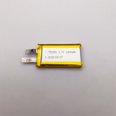 Aluminum Plastic Li Polymer Battery 752950 1200mah 0.2C With UL IEC62133