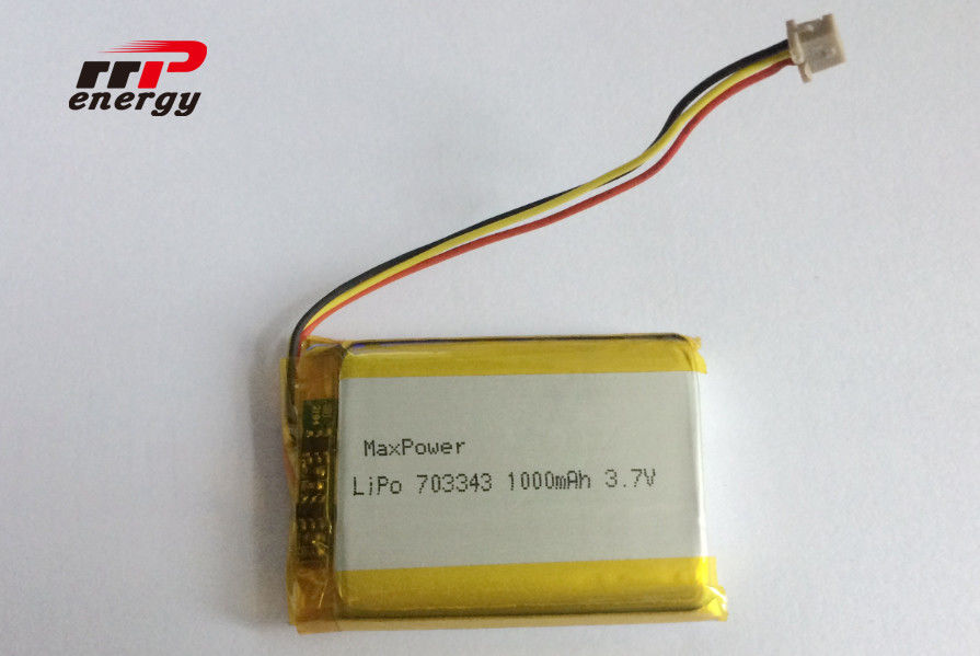 Polymer High Power Lipo Battery 703343 1000mAh 3.7V High Temperature BIS UN38.3