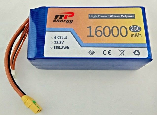 355.2 Watt Lithium Ion Polymer Rechargeable Battery 6S1P 16000mAh 22.2V For UAV with KC CB UL