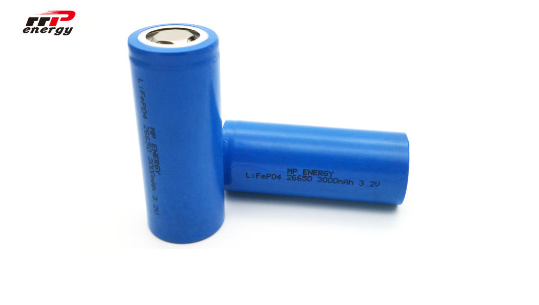 26650 3000mAh Lithium LiFePo4 Battery 3.2V 25000 Cycles High Discharge Rate
