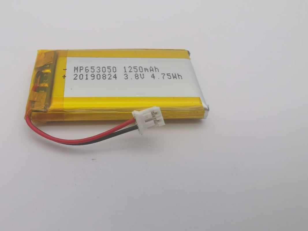 1250mah 3.7V Lithium Ion Polymer Battery 5C Contant Discharge Current MP653050 For Medical