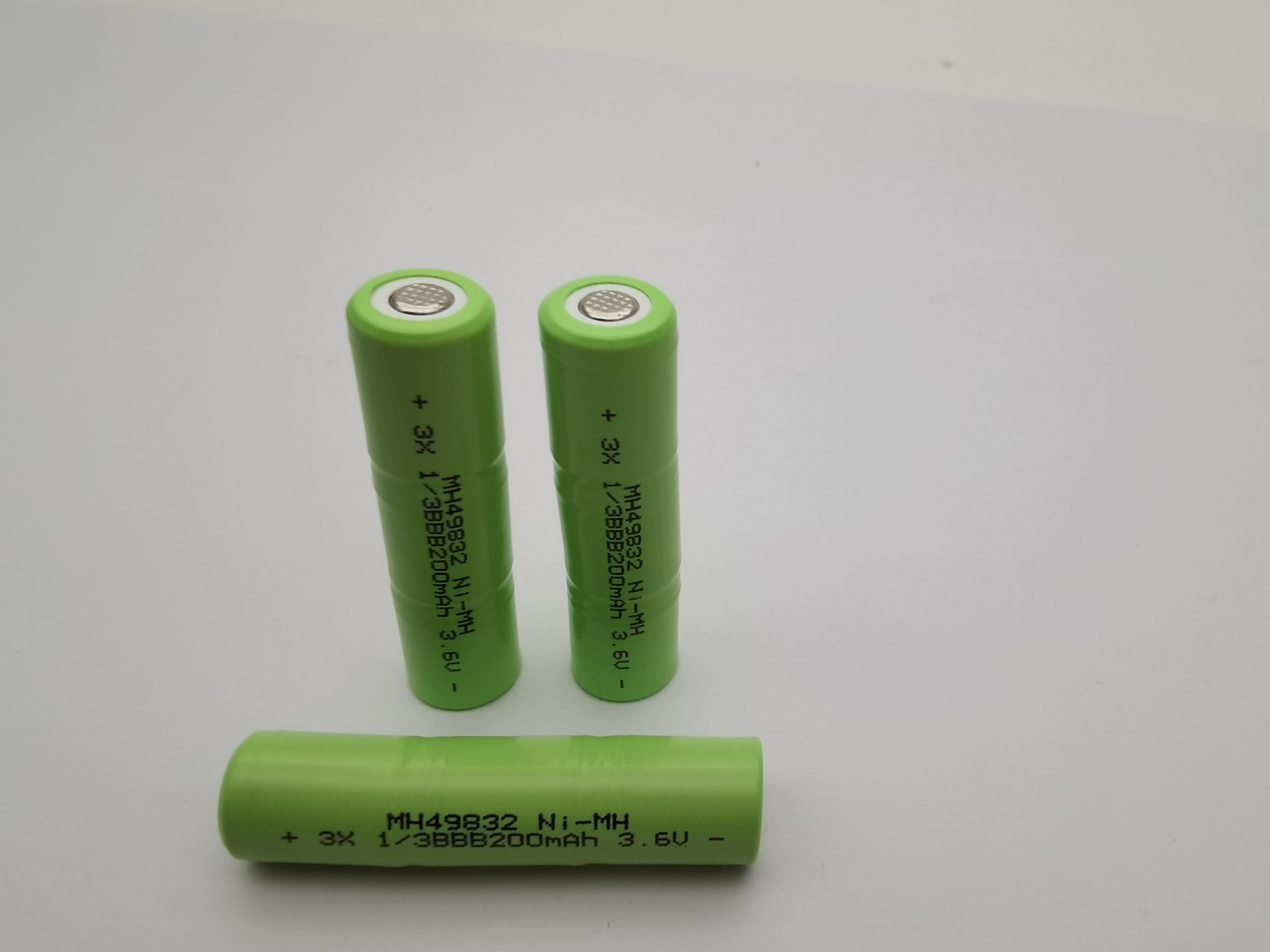 UL 3.6V 200mAh NIMH Rechargeable Batteries 1/3BBB custom nimh battery ...