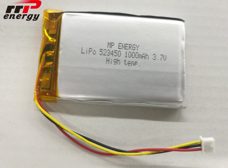 High Temperature Lithium Polymer Battery 3.7V GPS 523450 1000mAh Capacity